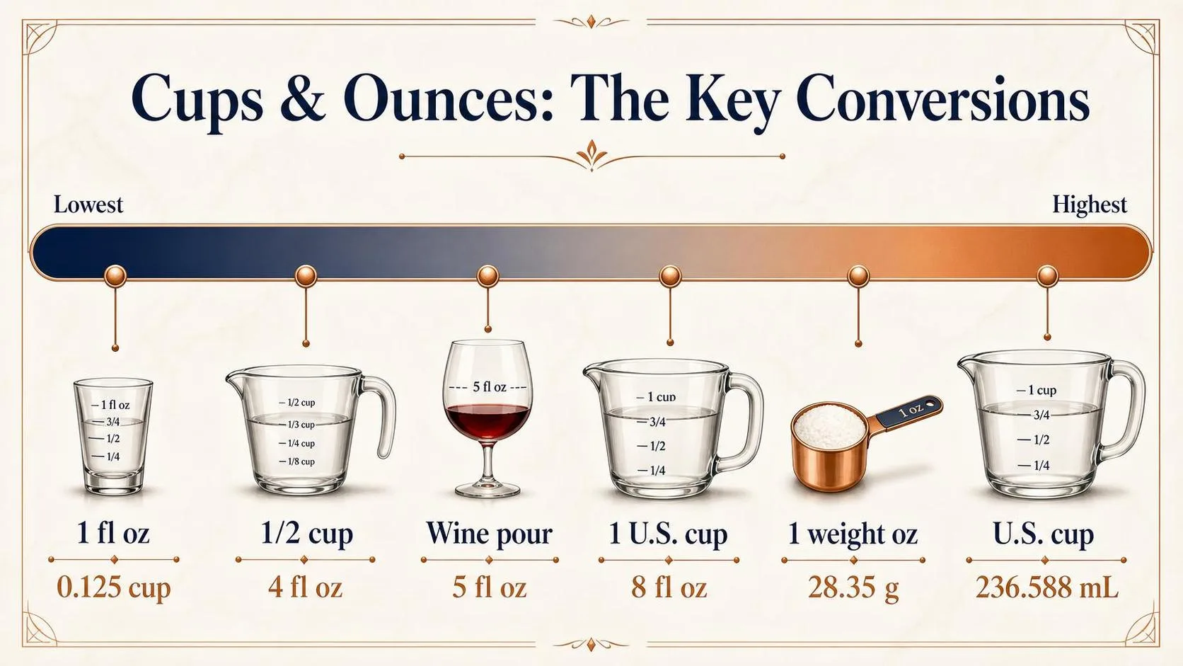 Cups & Ounces: The Key Conversions — key facts at a glance