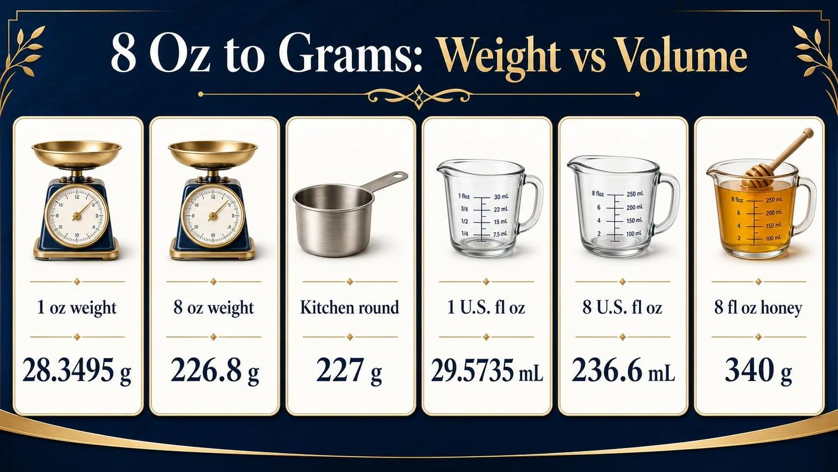 8 Oz to Grams: Weight vs Volume — key facts at a glance