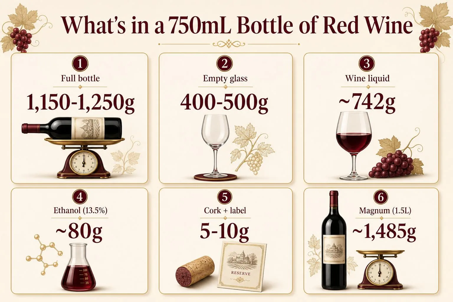 How Many Grams In A Bottle Of Red Wine – Essential Guide (2026 Update) 1 What's in a 750mL Bottle of Red Wine — key facts at a glance