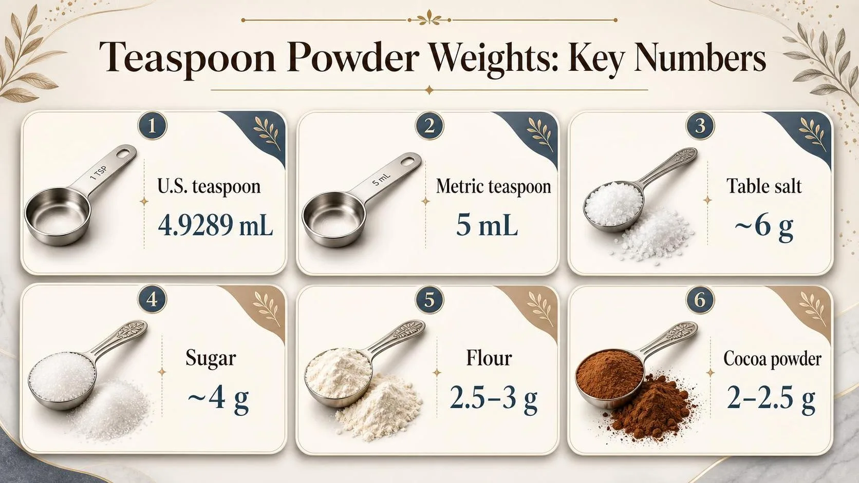 Teaspoon Powder Weights: Key Numbers — key facts at a glance