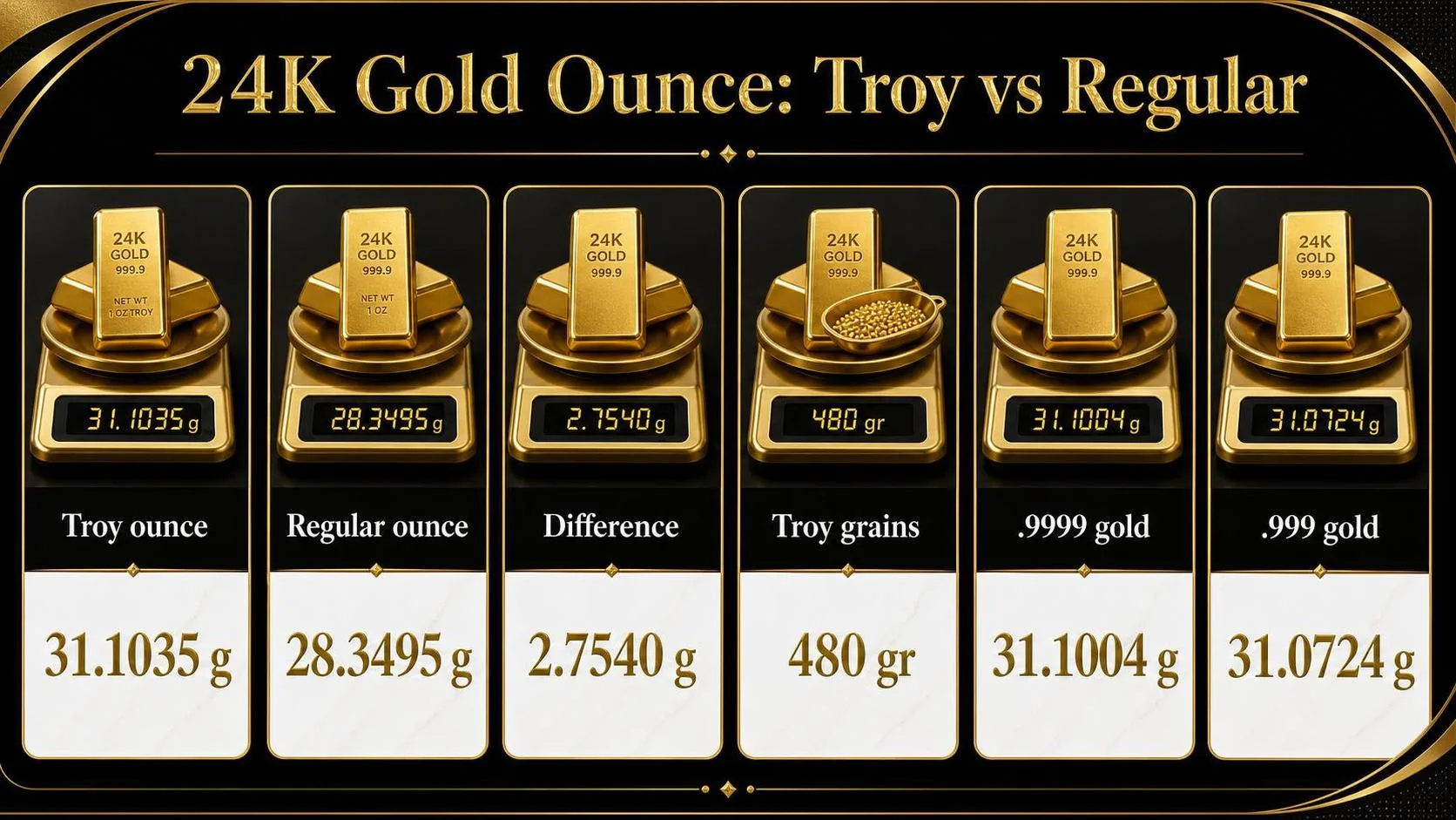 How Many Grams In An Ounce Of Gold 24K? 1 24K Gold Ounce: Troy vs Regular — key facts at a glance