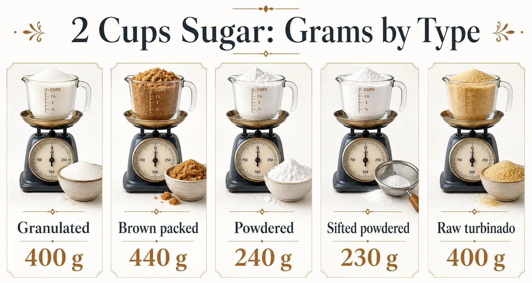 How Many Grams Is 2 Cups Of Sugar? 1 2 Cups Sugar: Grams by Type — key facts at a glance
