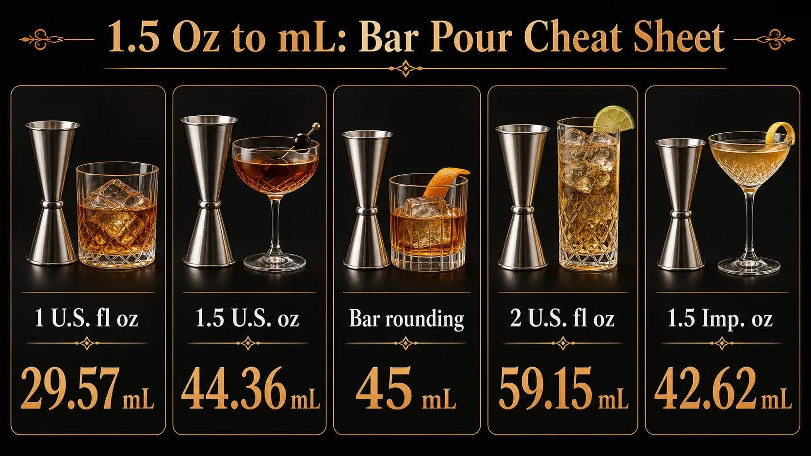 1.5 Oz to mL: Bar Pour Cheat Sheet — key facts at a glance