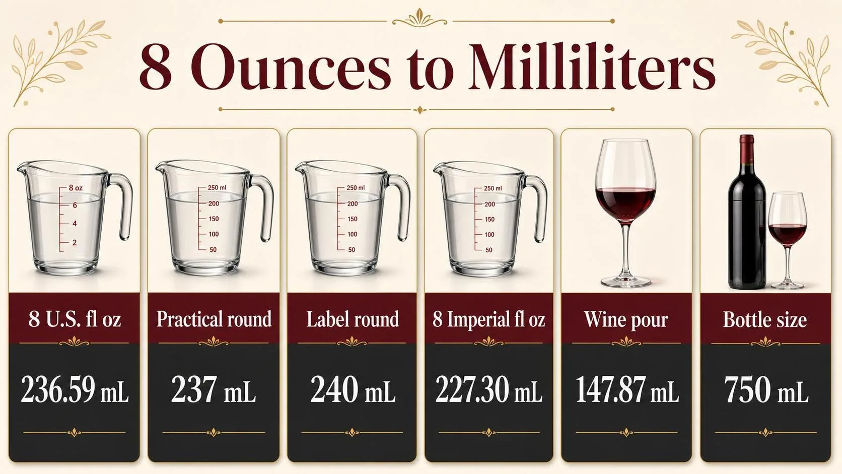 8 Ounces to Milliliters — key facts at a glance