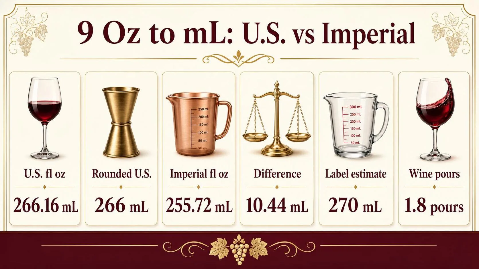 How Many Mls Is 9 Oz? 1 9 Oz to mL: U.S. vs Imperial — key facts at a glance