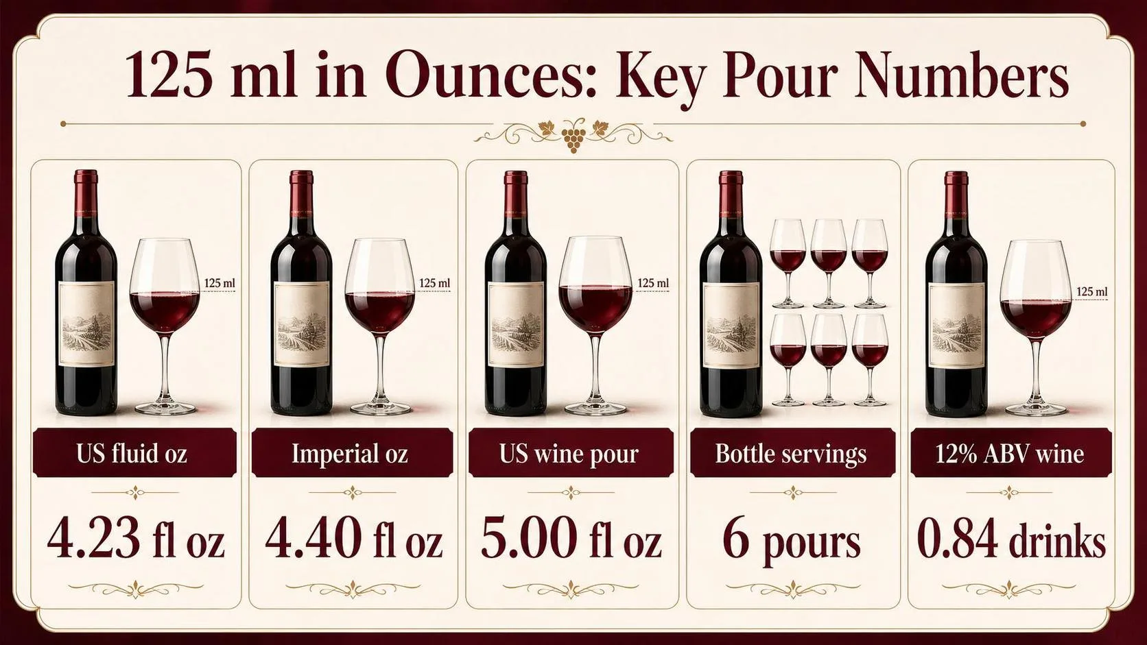 125 ml in Ounces: Key Pour Numbers — key facts at a glance