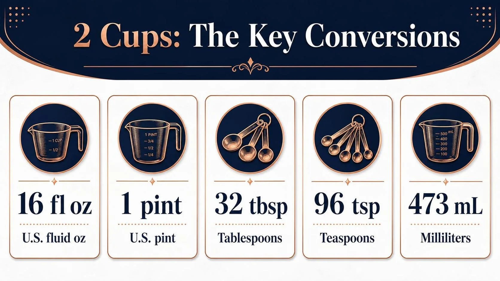 2 Cups: The Key Conversions — key facts at a glance