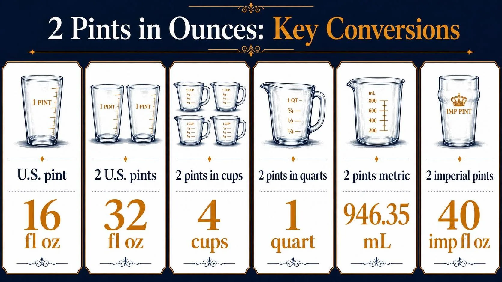 How Many Ounces Is 2 Pints? 1 2 Pints in Ounces: Key Conversions — key facts at a glance