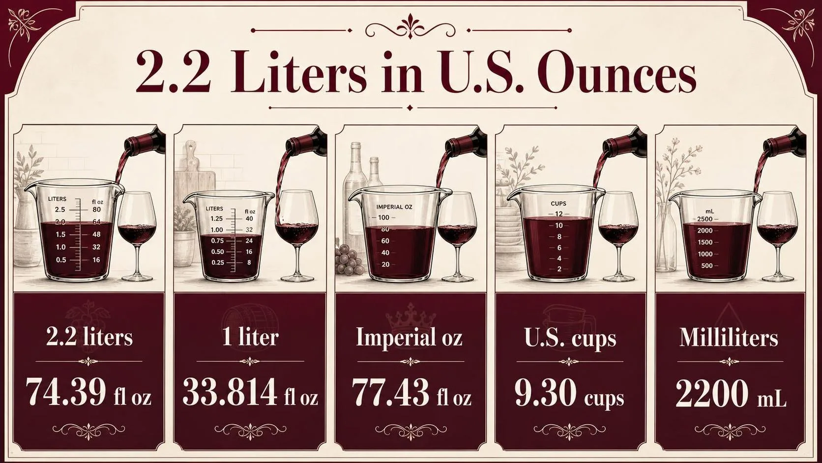 2.2 Liters in U.S. Ounces — key facts at a glance