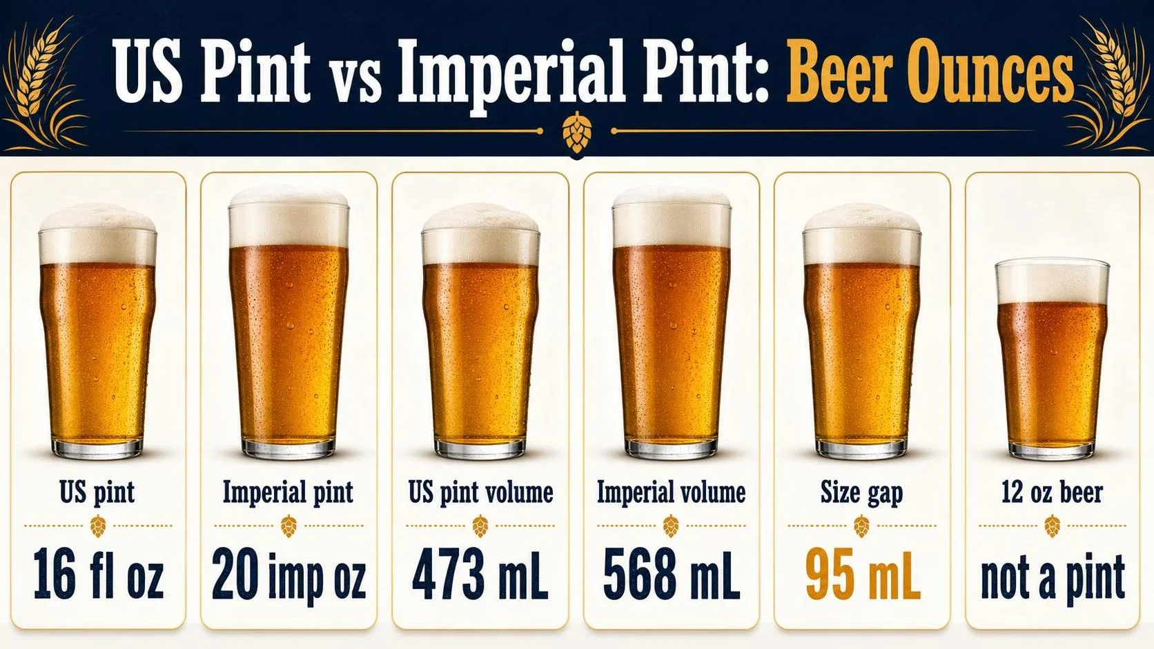 How Many Oz In A Pint Of Beer? 1 US Pint vs Imperial Pint: Beer Ounces — key facts at a glance