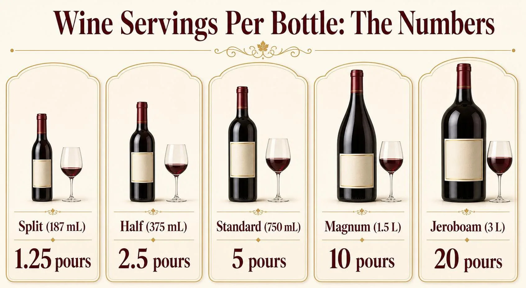 How Many Servings Of Wine In A Bottle? 1 Wine Servings Per Bottle: The Numbers — key facts at a glance