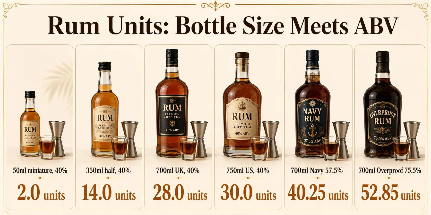 How Many Units In A Bottle Of Rum? 1 Rum Units: Bottle Size Meets ABV — key facts at a glance