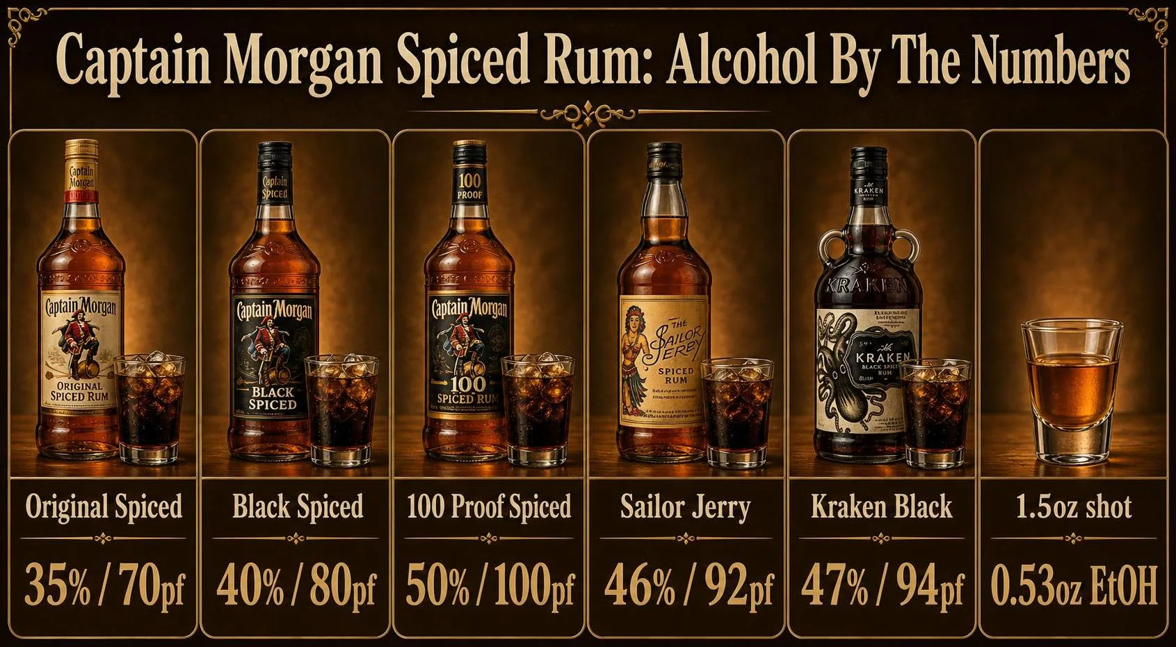 How Much Alcohol Is In Captain Morgan Spiced Rum? 1 Captain Morgan Spiced Rum: Alcohol By The Numbers — key facts at a glance