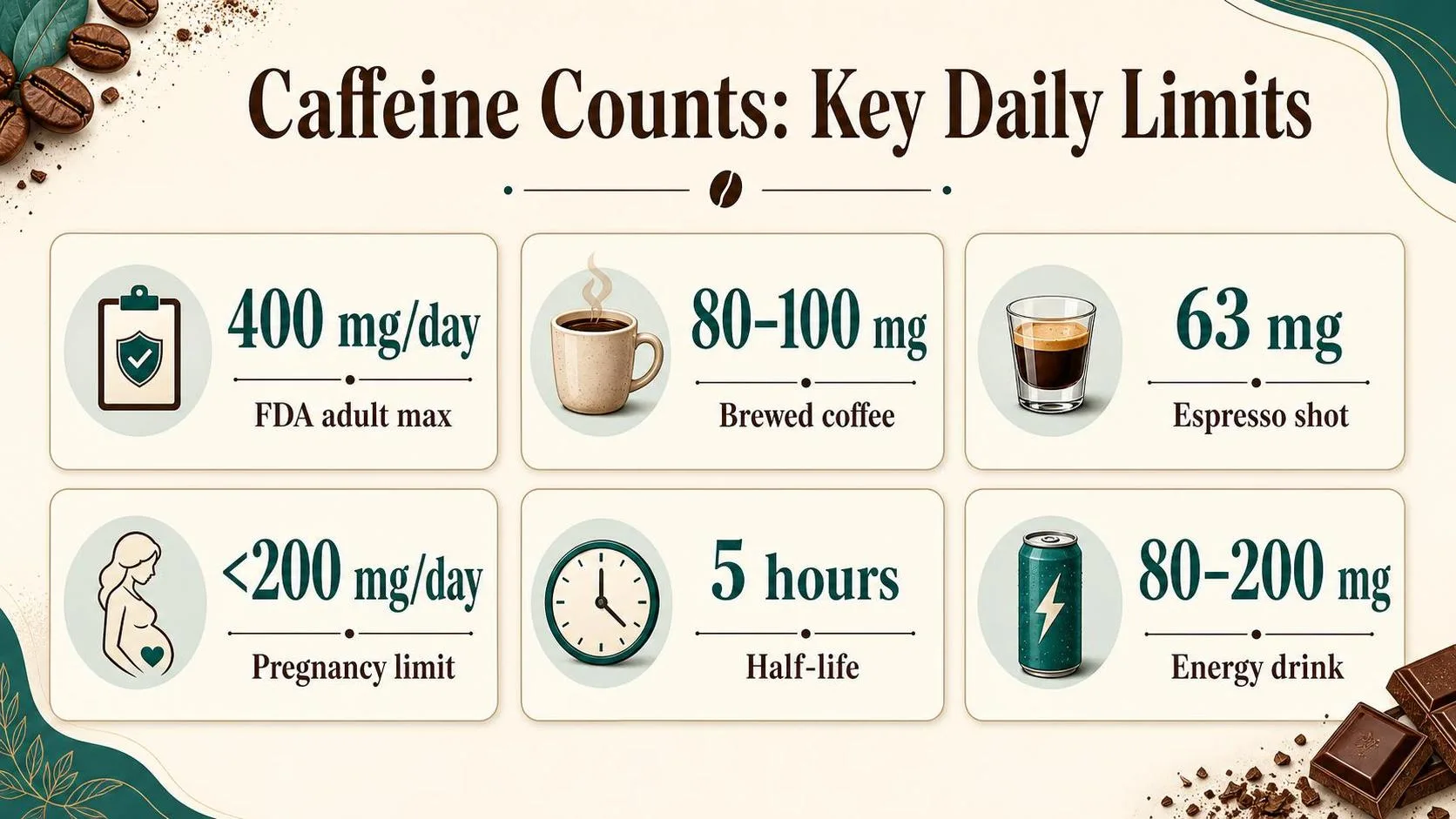 How Much Caffeine In A Teaspoon Of Instant Coffee? 1 Caffeine Counts: Key Daily Limits — key facts at a glance