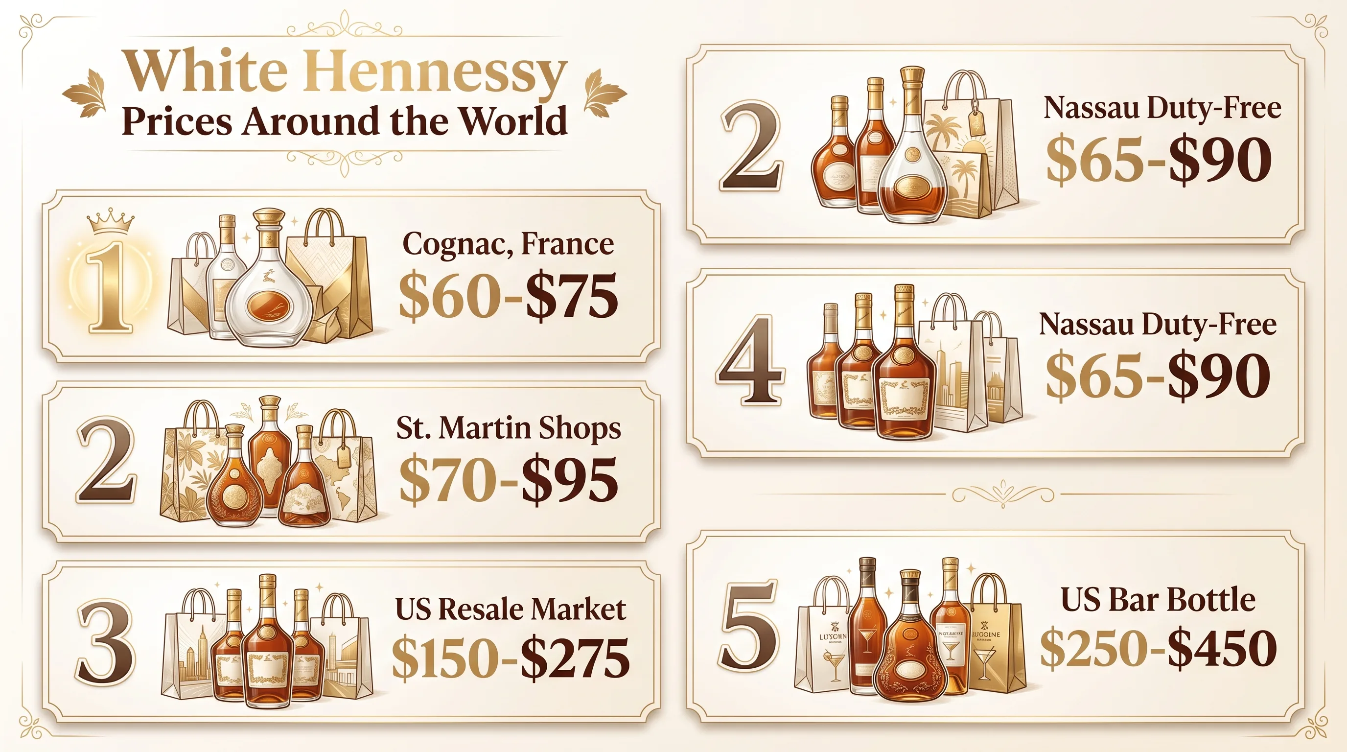 How Much Does White Hennessy Cost? 1 White Hennessy Prices Around the World — key facts at a glance