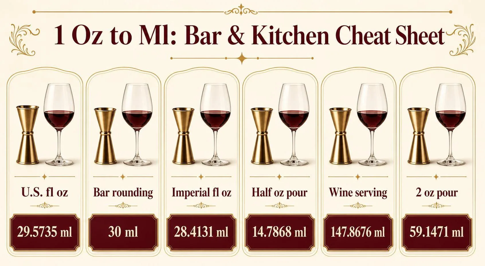 How Much Is 1 Oz In Ml? 1 1 Oz to Ml: Bar & Kitchen Cheat Sheet — key facts at a glance
