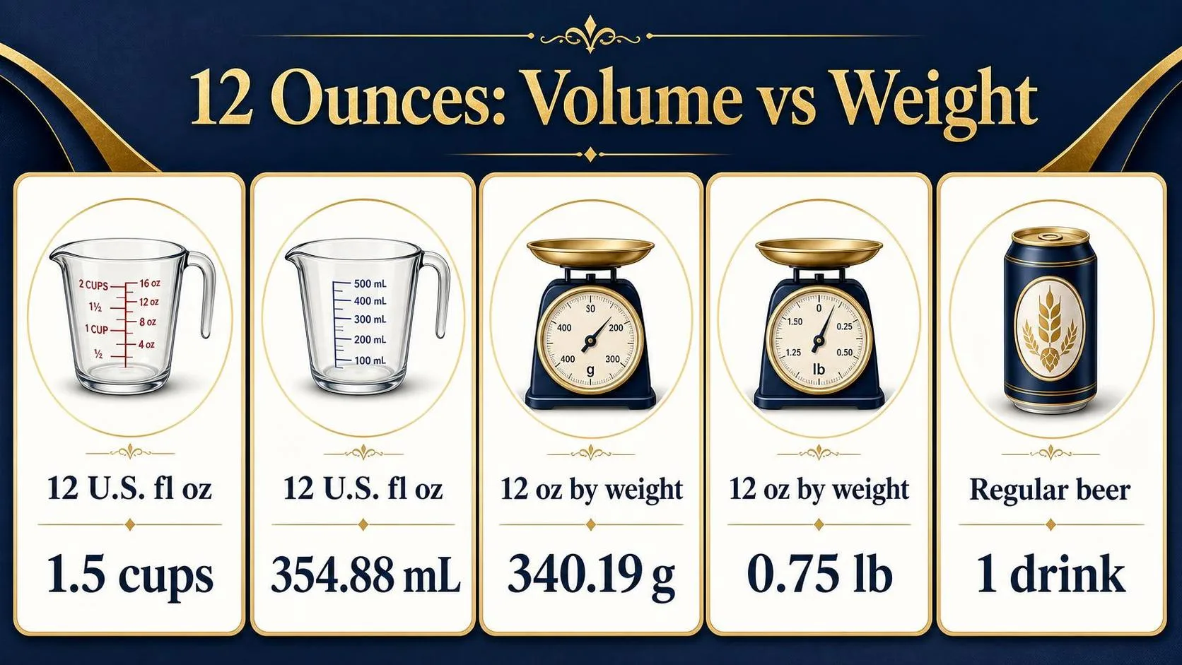 11 Essential Facts About How Much Is 12 Ounce (2026 Complete Conversion, Daily Use, Food & Beverage Guide) 1 12 Ounces: Volume vs Weight — key facts at a glance