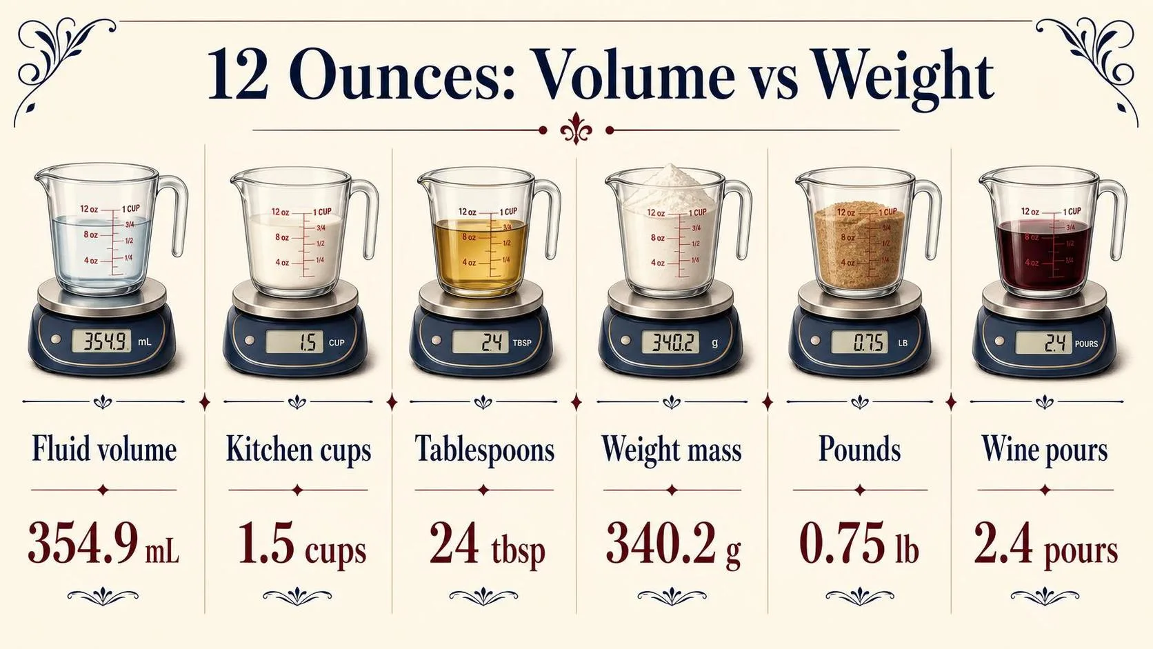 How Much Is 12 Ounces? 1 12 Ounces: Volume vs Weight — key facts at a glance