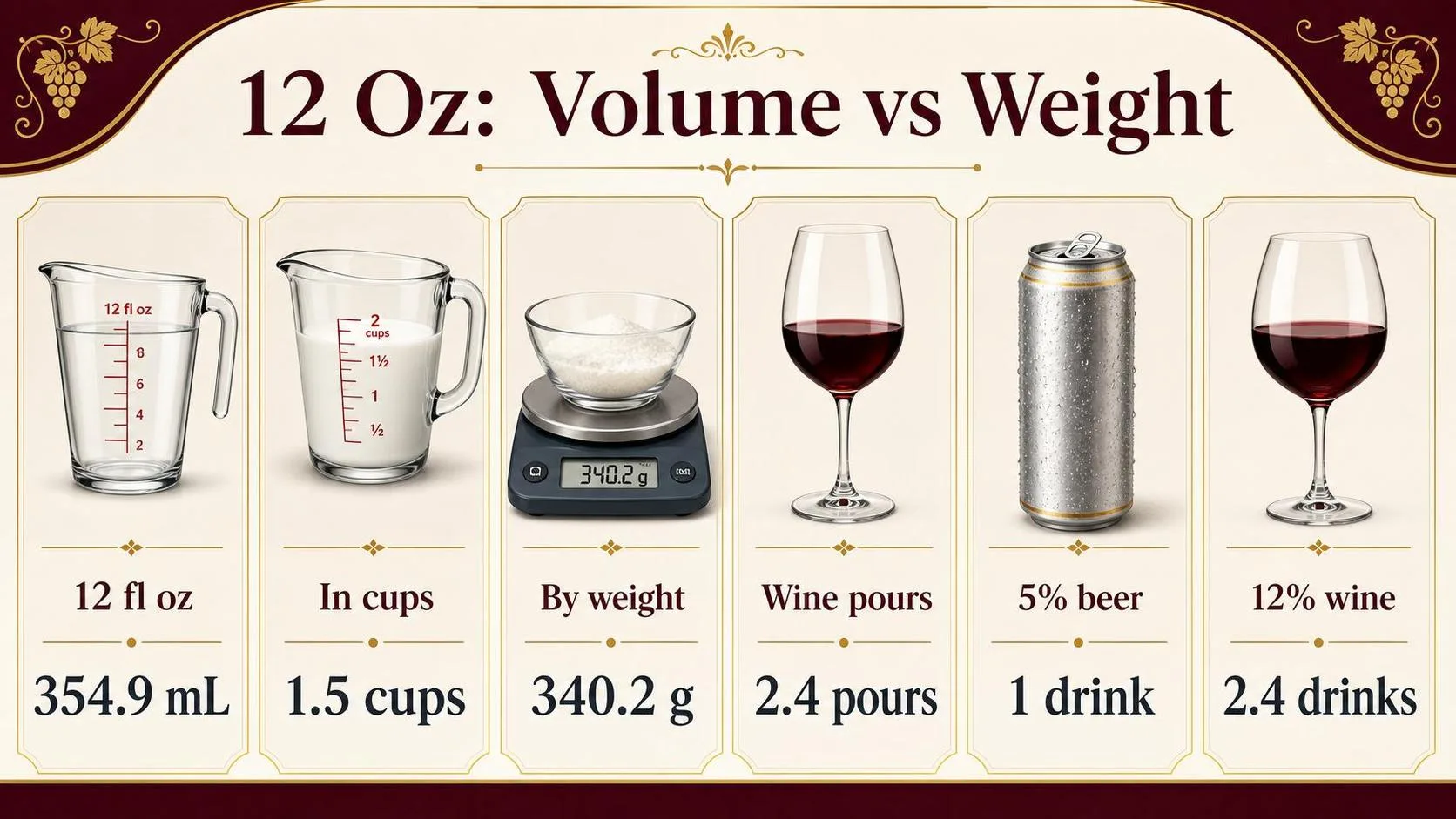 12 Oz: Volume vs Weight — key facts at a glance