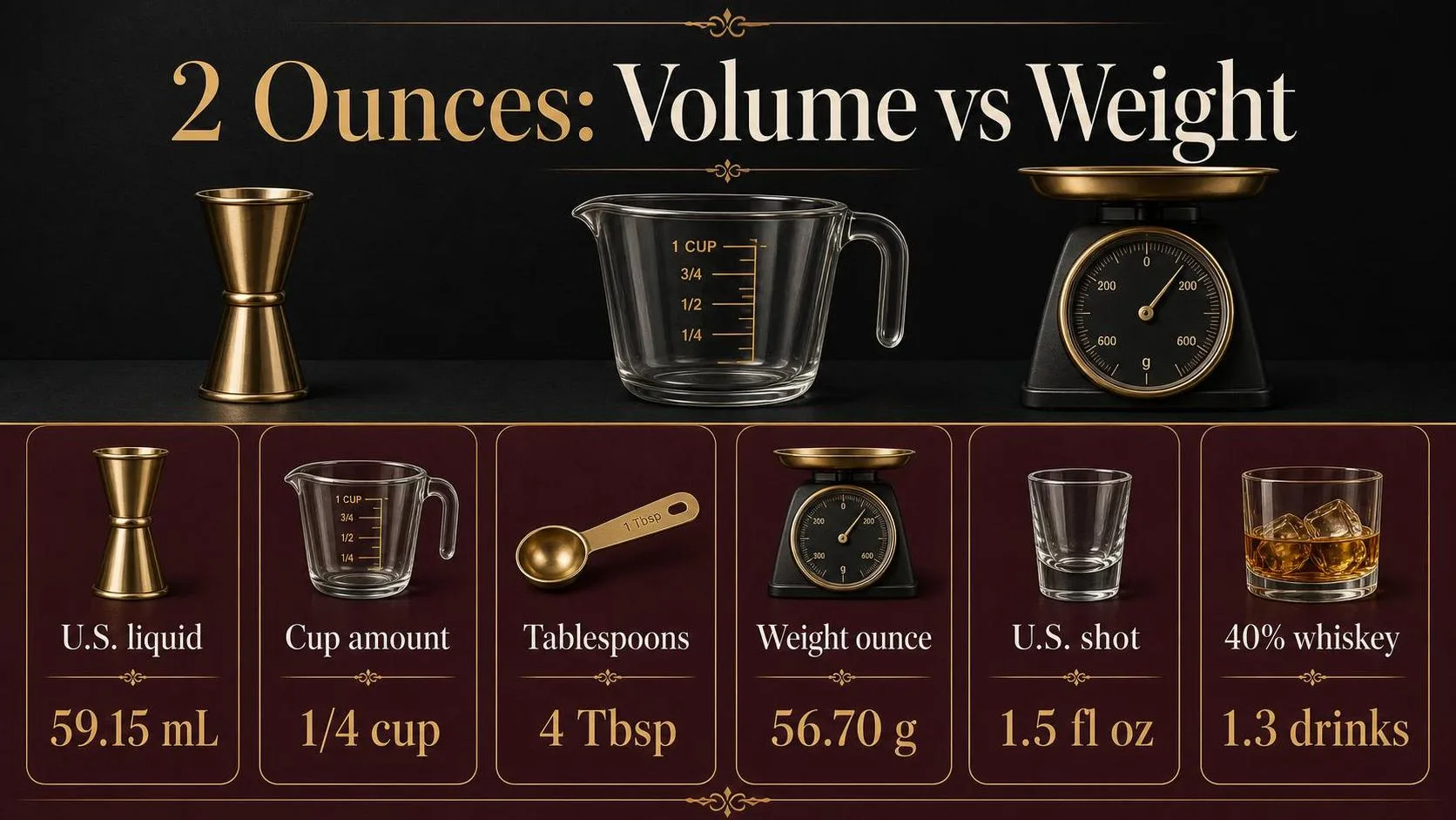2 Ounces: Volume vs Weight — key facts at a glance