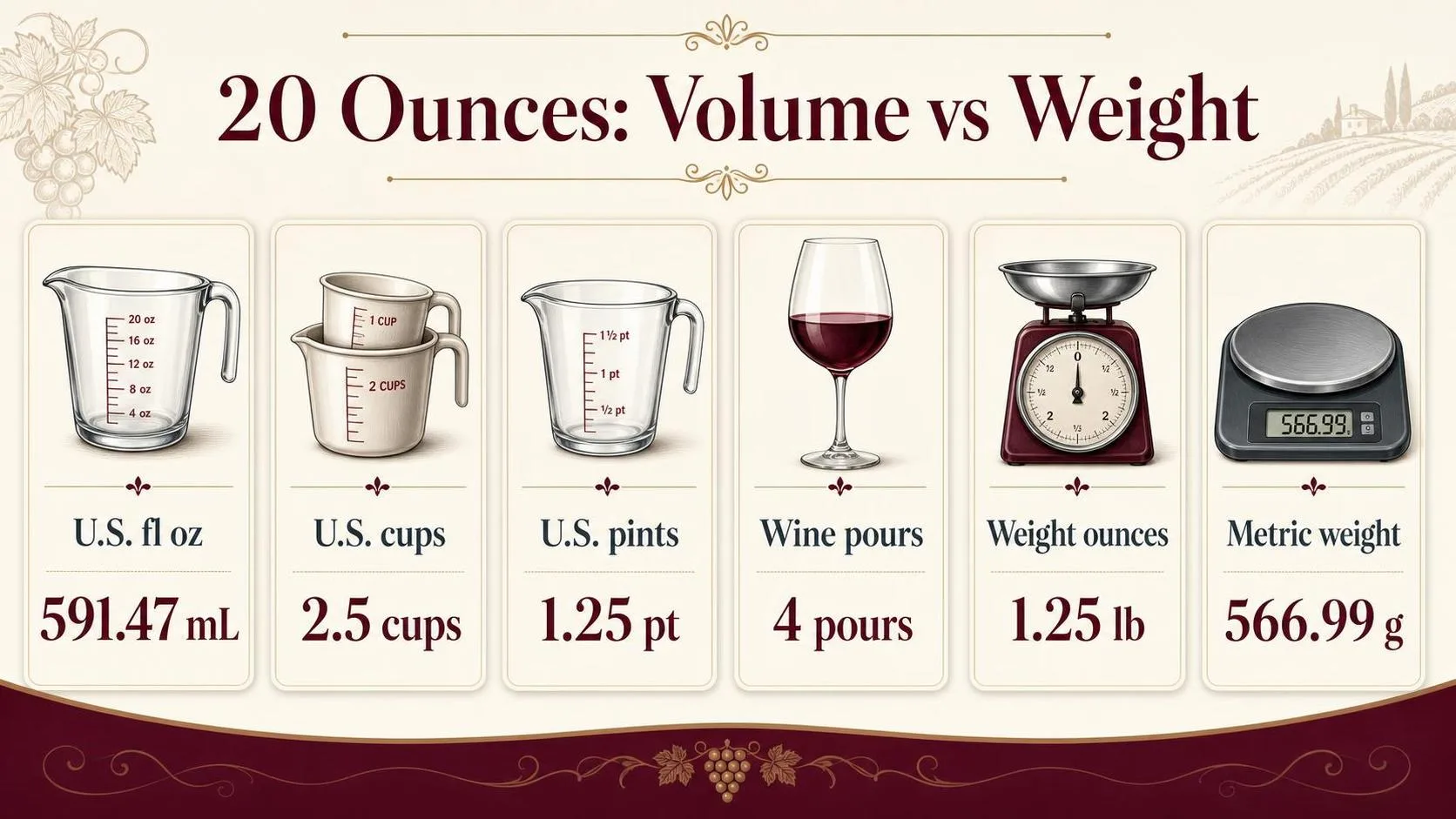 20 Ounces: Volume vs Weight — key facts at a glance