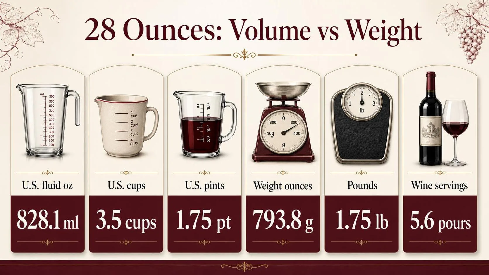 28 Ounces: Volume vs Weight — key facts at a glance