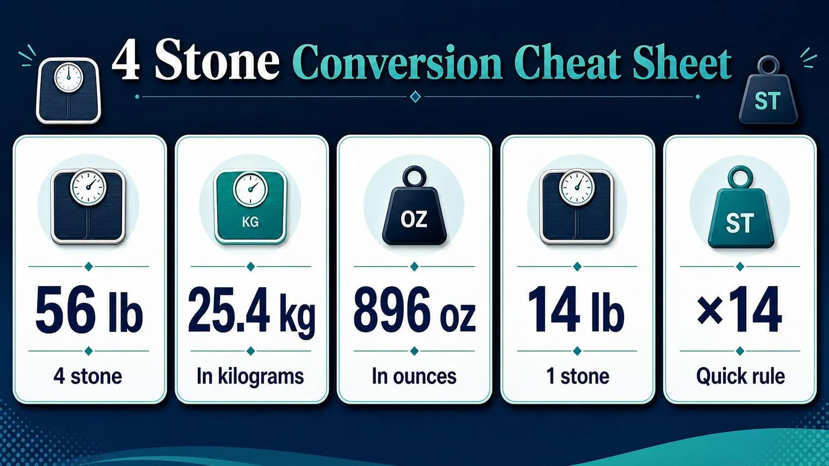 How Much Is 4 Stone In Pounds? 1 4 Stone Conversion Cheat Sheet — key facts at a glance