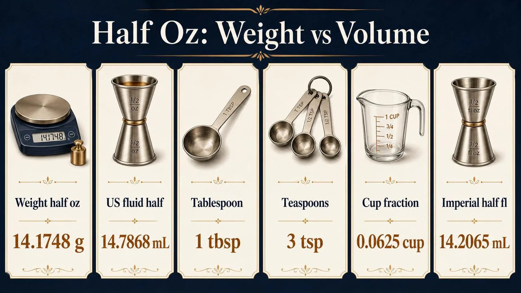 How Much Is A Half Oz? 1 Half Oz: Weight vs Volume — key facts at a glance