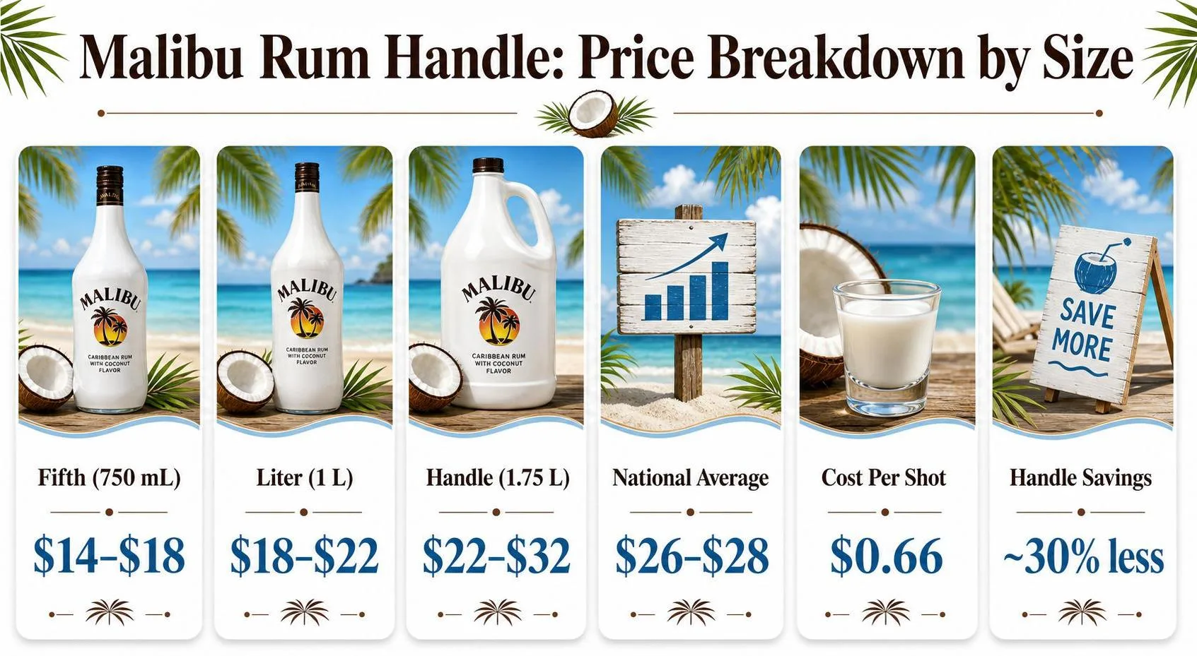 Malibu Rum Handle: Price Breakdown by Size — key facts at a glance