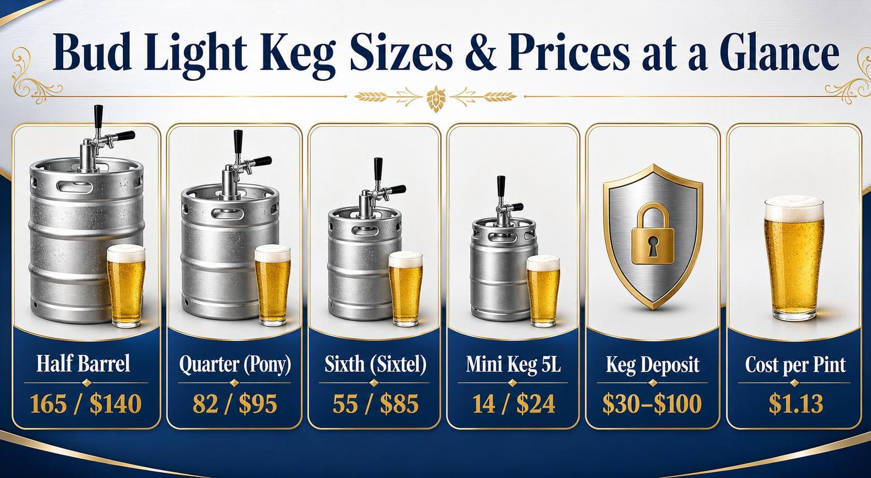 How Much Is A Keg Of Bud Light? Answer From Expert 1 Bud Light Keg Sizes & Prices at a Glance — key facts at a glance