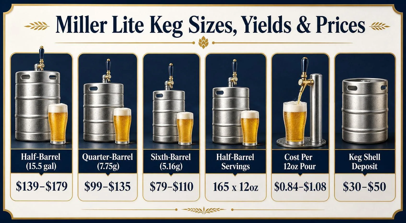 How Much Is A Keg Of Miller Lite? Answer By Expert 1 Miller Lite Keg Sizes, Yields & Prices — key facts at a glance