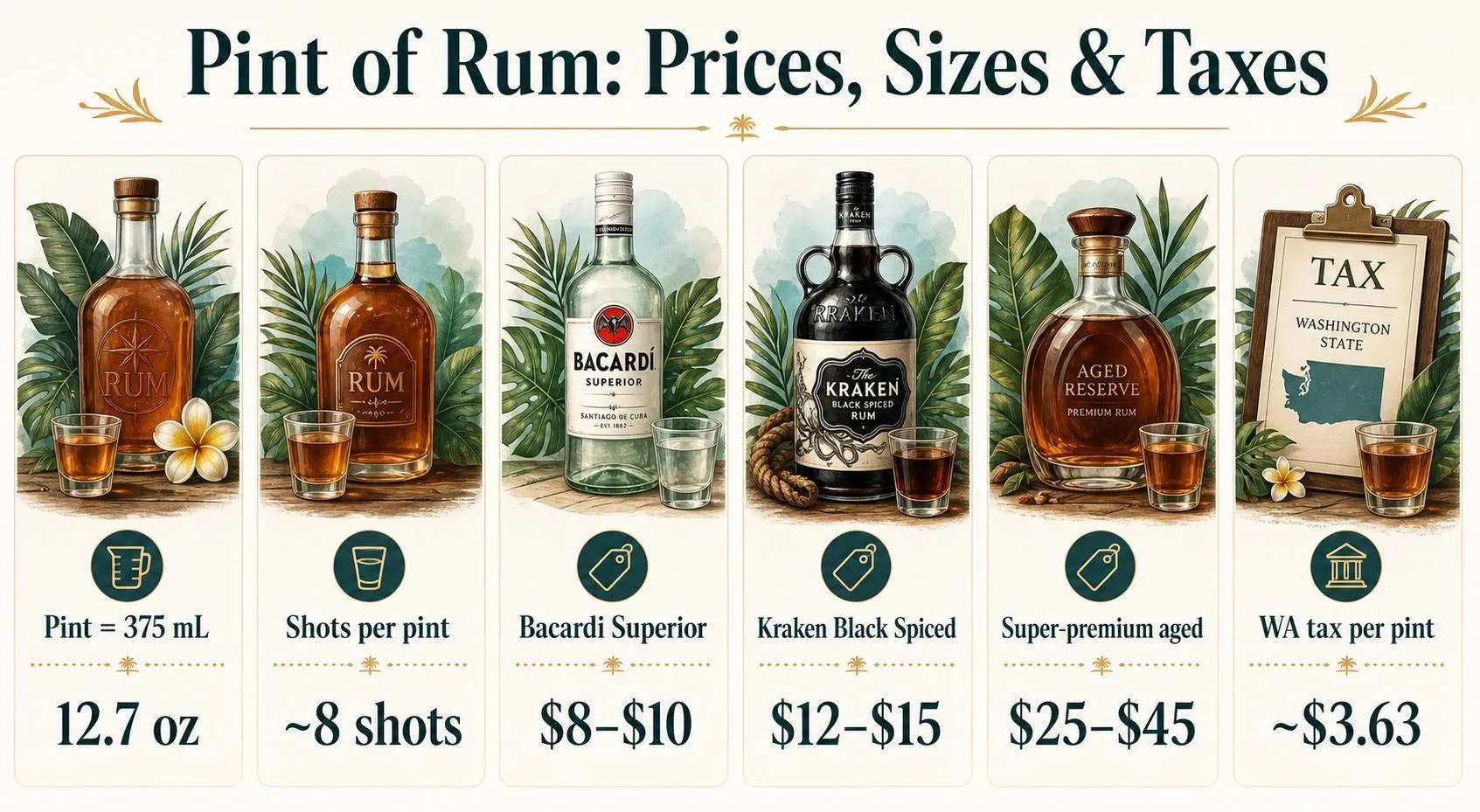 Pint of Rum: Prices, Sizes & Taxes — key facts at a glance