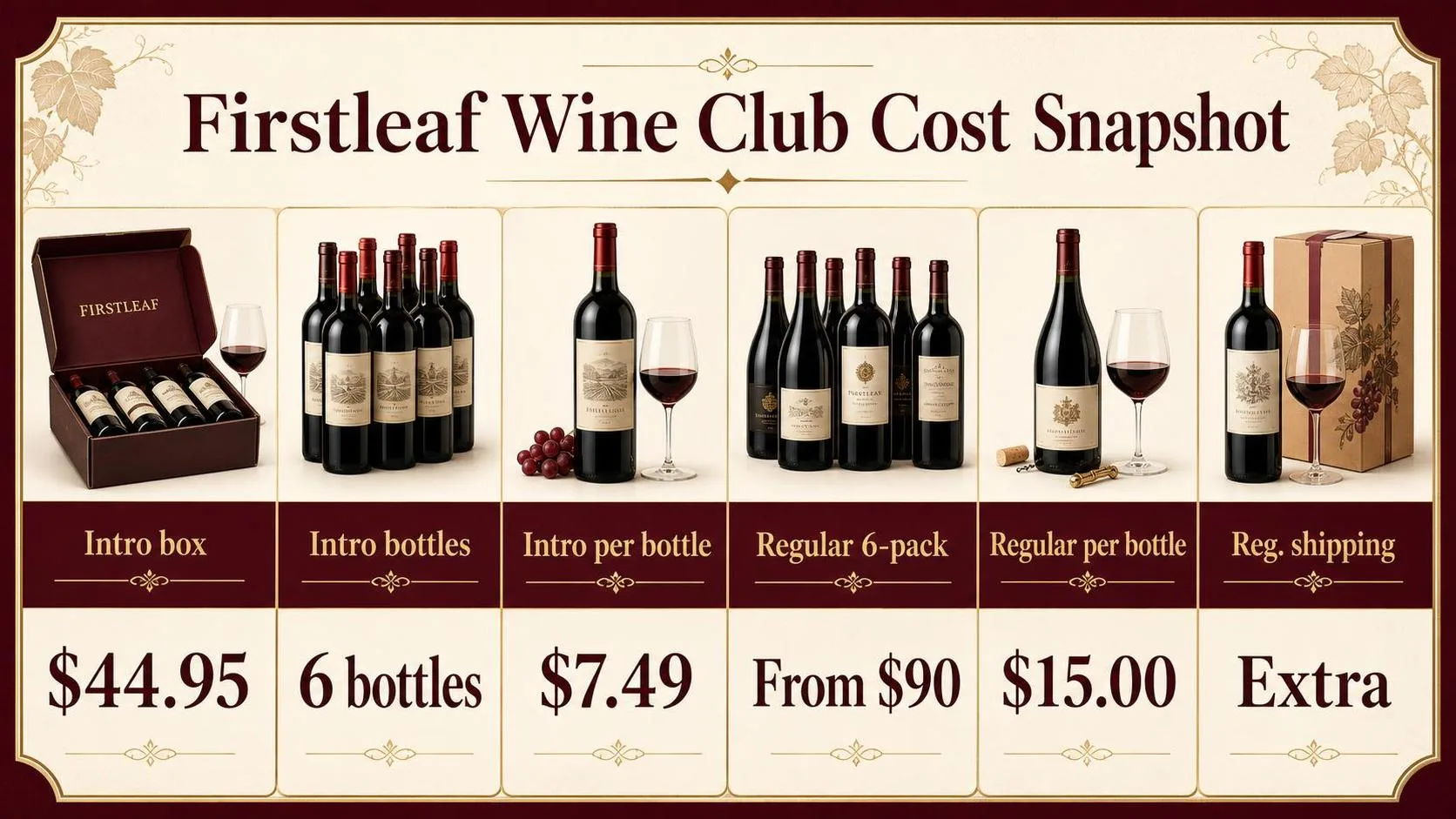How Much Is Firstleaf Wine Club? 1 Firstleaf Wine Club Cost Snapshot — key facts at a glance