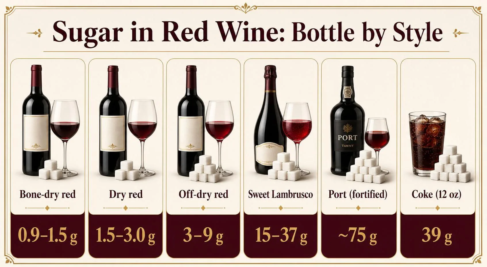 Sugar in Red Wine: Bottle by Style — key facts at a glance