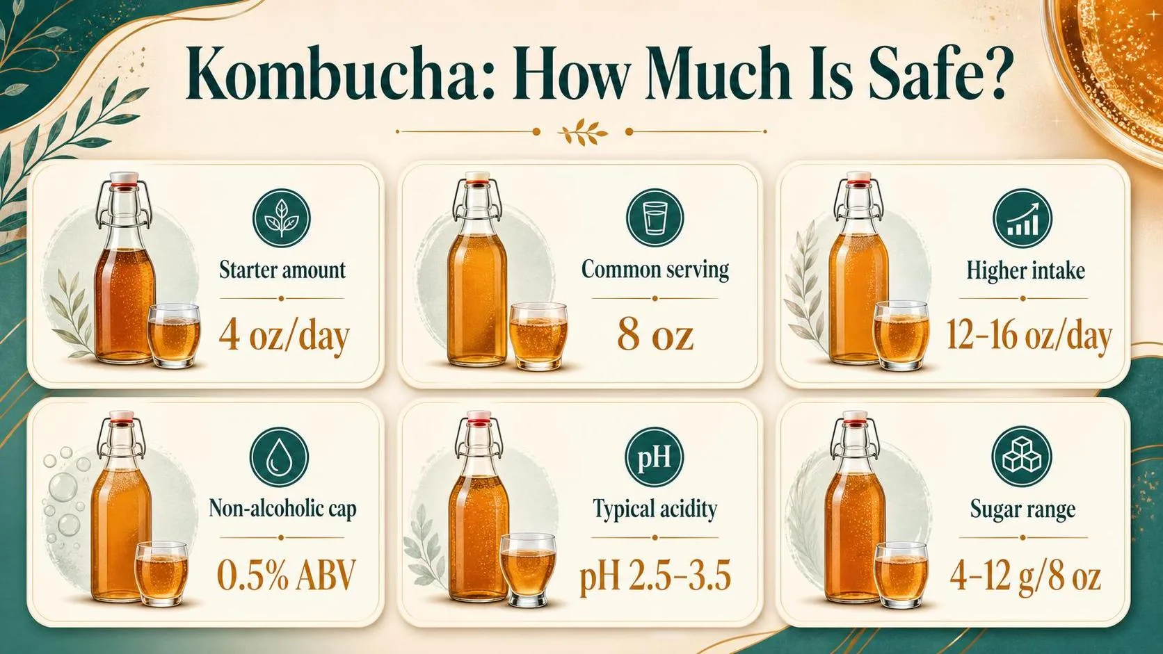 How Often Drink Kombucha? What You Need to Know 1 Kombucha: How Much Is Safe? — key facts at a glance