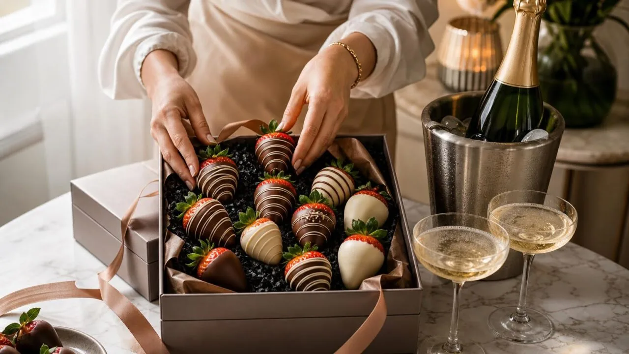 How To Box Chocolate Covered Strawberries And Champagne
