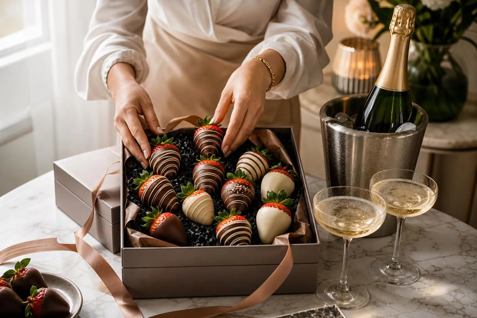 How To Box Chocolate Covered Strawberries And Champagne