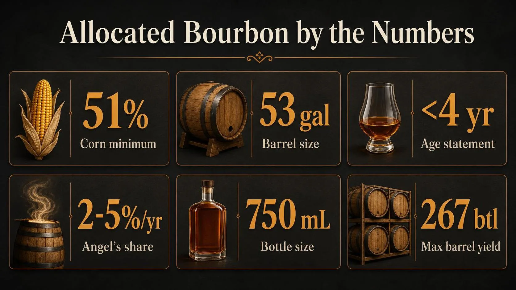 Allocated Bourbon by the Numbers — key facts at a glance