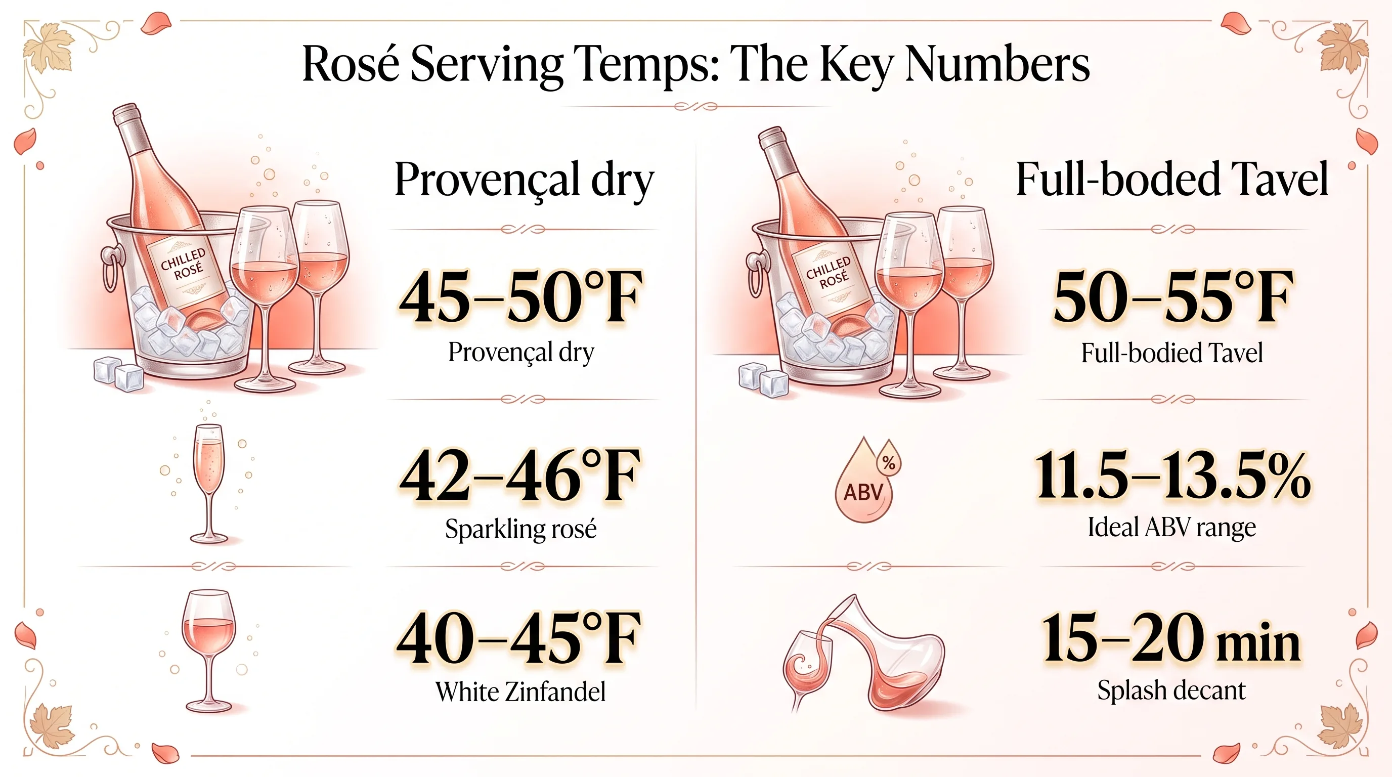 How To Make Rose Wine Taste Better? 1 Rosé Serving Temps: The Key Numbers — key facts at a glance
