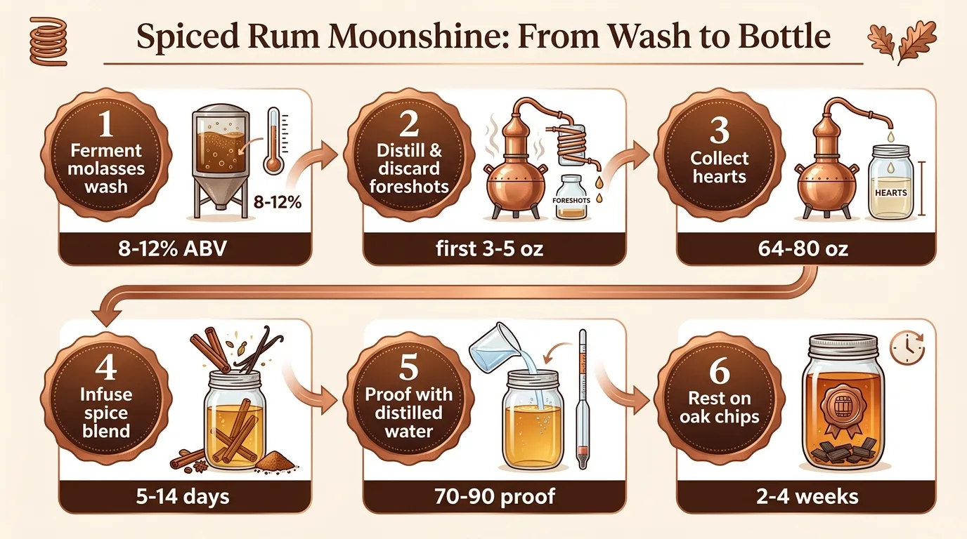 How To Make Spiced Rum Moonshine? 1 Spiced Rum Moonshine: From Wash to Bottle — key facts at a glance