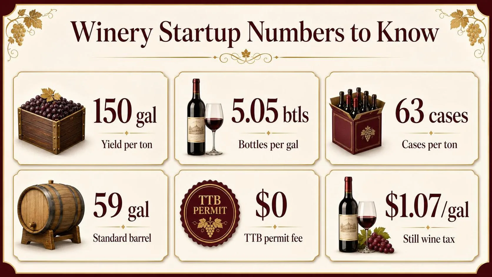 Winery Startup Numbers to Know — key facts at a glance