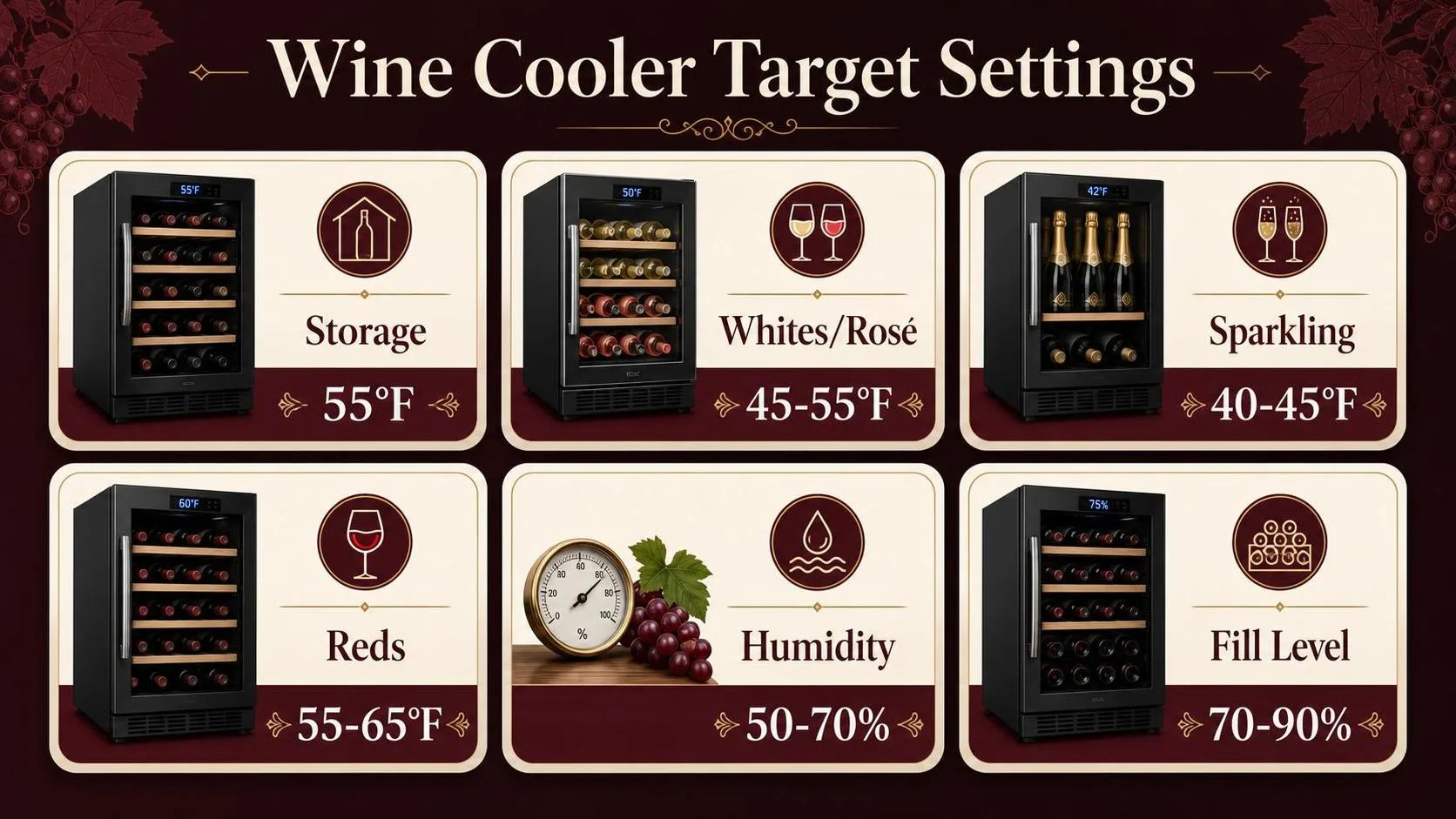 Wine Cooler Target Settings — key facts at a glance
