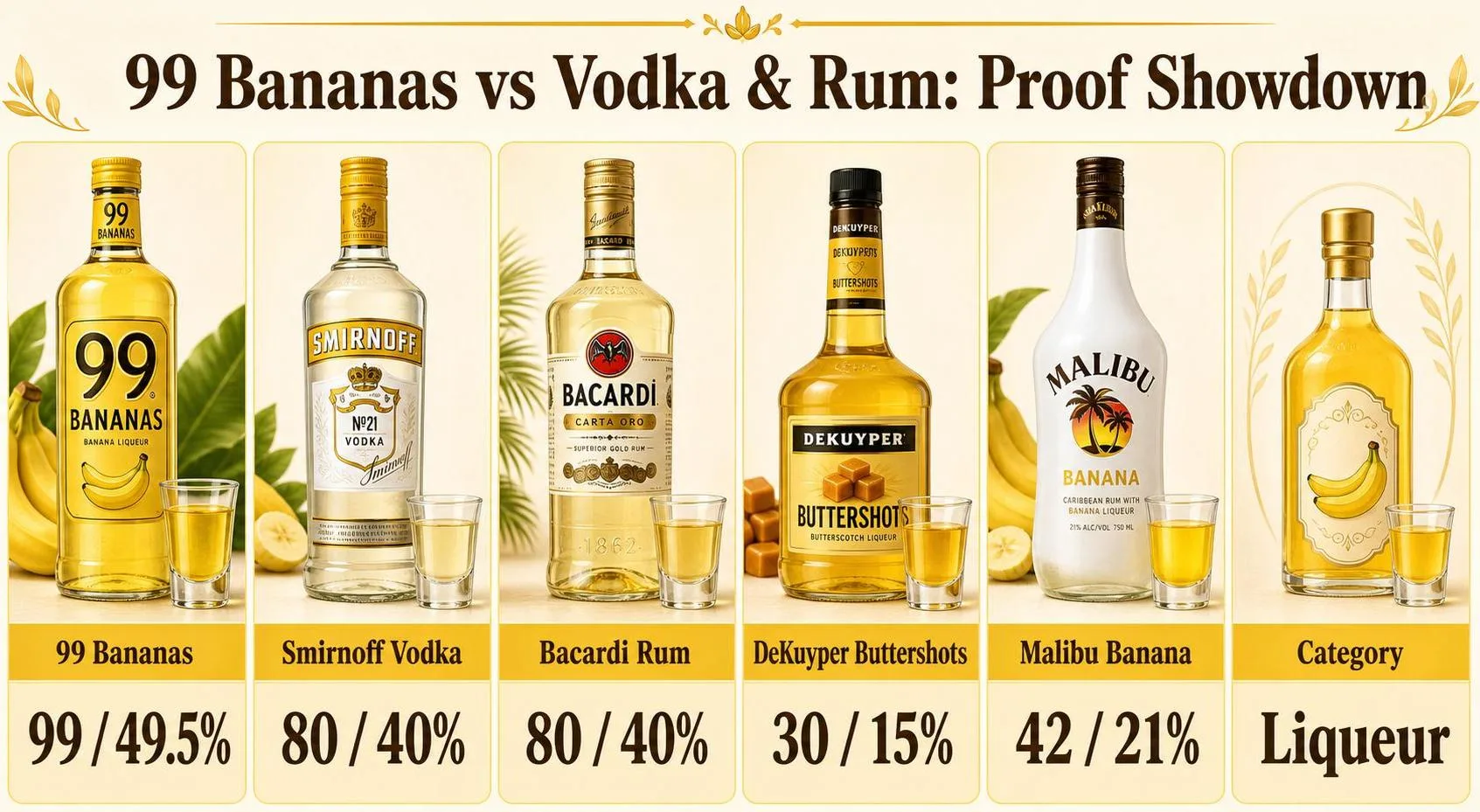 Is 99 Bananas Vodka Or Rum? 1 99 Bananas vs Vodka & Rum: Proof Showdown — key facts at a glance