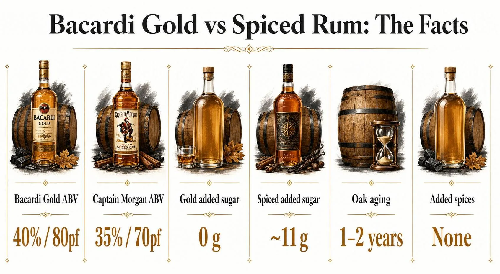 Is Bacardi Gold A Spiced Rum? 1 Bacardi Gold vs Spiced Rum: The Facts — key facts at a glance