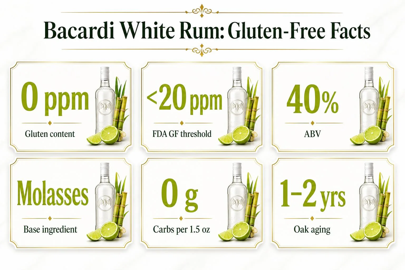 11 Facts You Should Know: Is Bacardi White Rum Gluten Free? 1 Bacardi White Rum: Gluten-Free Facts — key facts at a glance