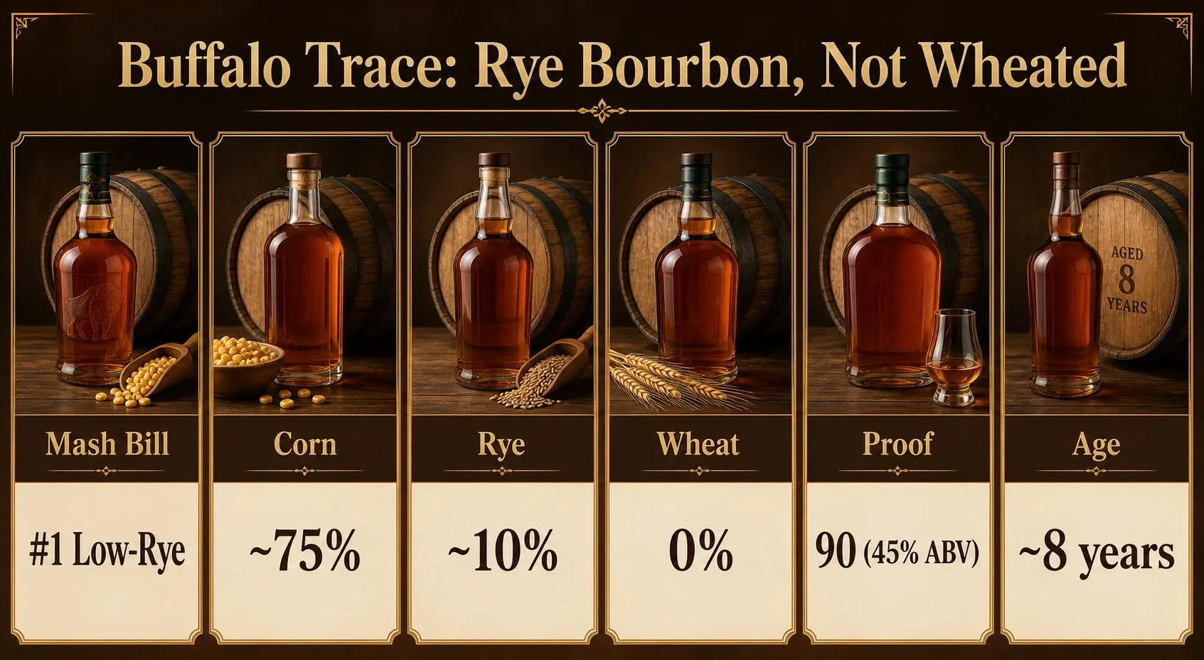 Buffalo Trace: Rye Bourbon, Not Wheated — key facts at a glance