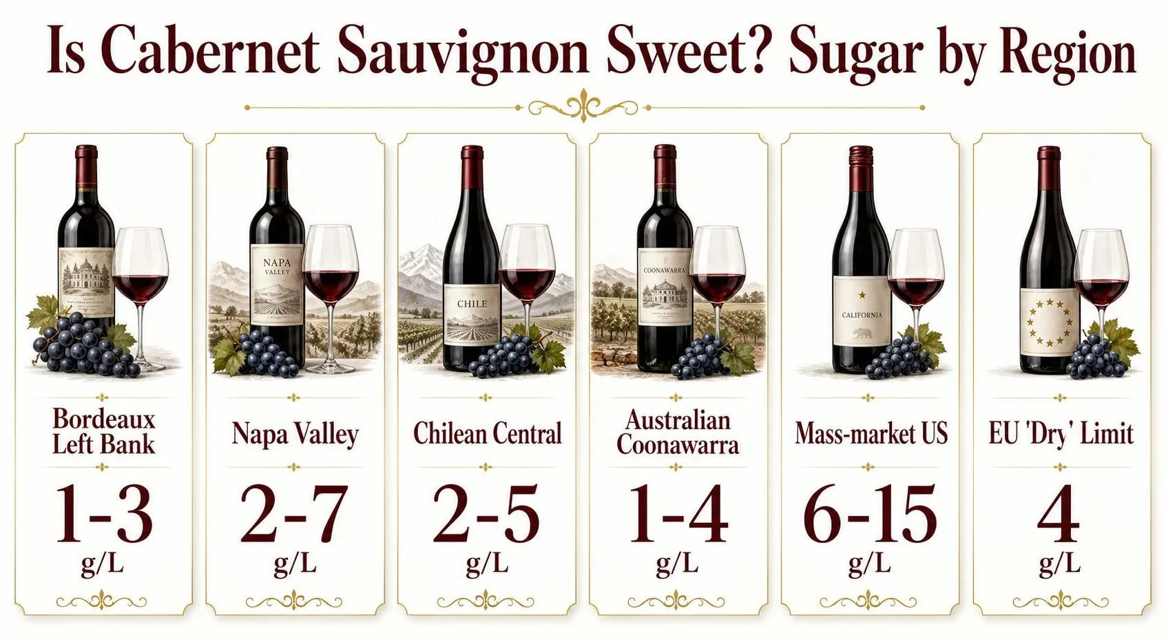 Is Cabernet Sauvignon Red Wine Sweet? 1 Is Cabernet Sauvignon Sweet? Sugar by Region — key facts at a glance
