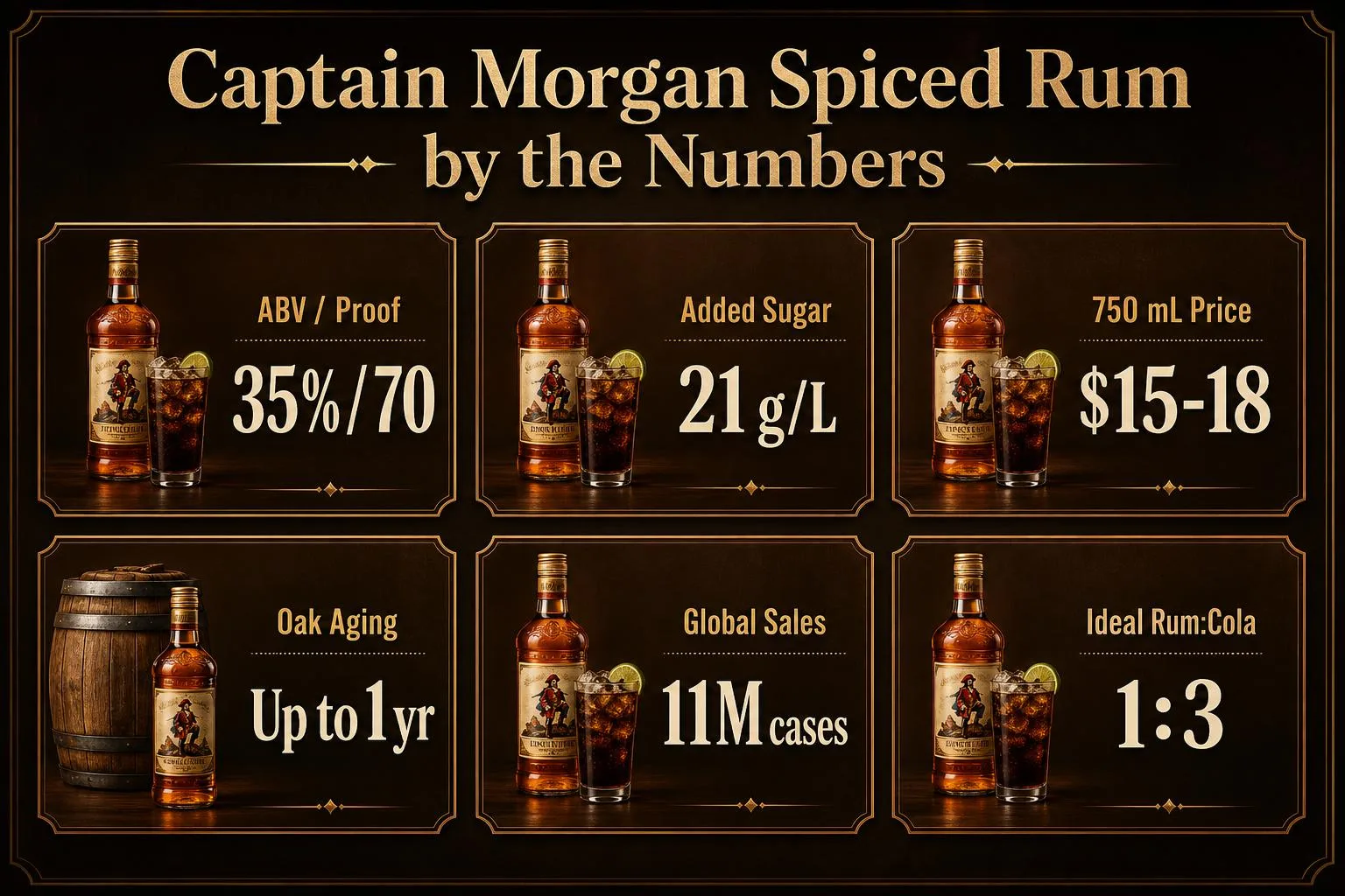 Is Captain Morgan Spiced Rum Good? 1 Captain Morgan Spiced Rum by the Numbers — key facts at a glance
