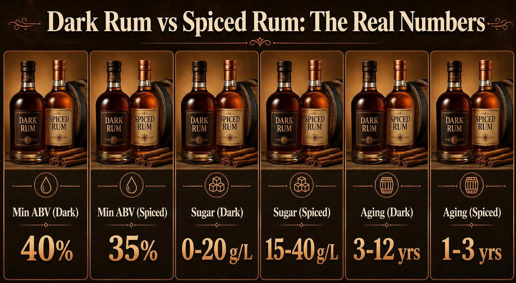 Dark Rum vs Spiced Rum: The Real Numbers — key facts at a glance