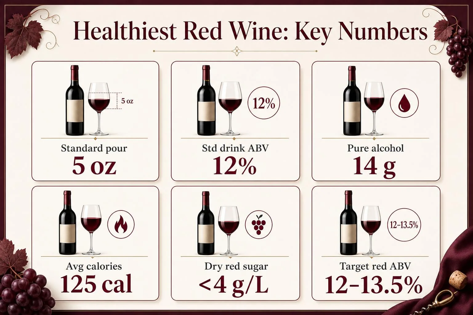 Healthiest Red Wine: Key Numbers — key facts at a glance
